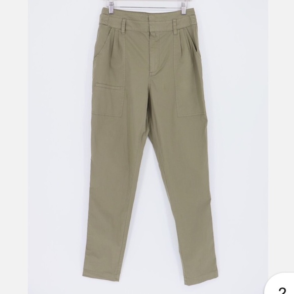 FRAME Pleated Cargo Green High Waist Tapered Pants Size 0 - Picture 1 of 11